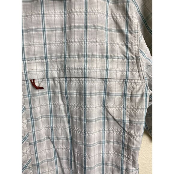 Simms Fishing Products Mens Short Sleeve Button Up Plaid Shirt size Medium Nylon - Picture 13 of 16